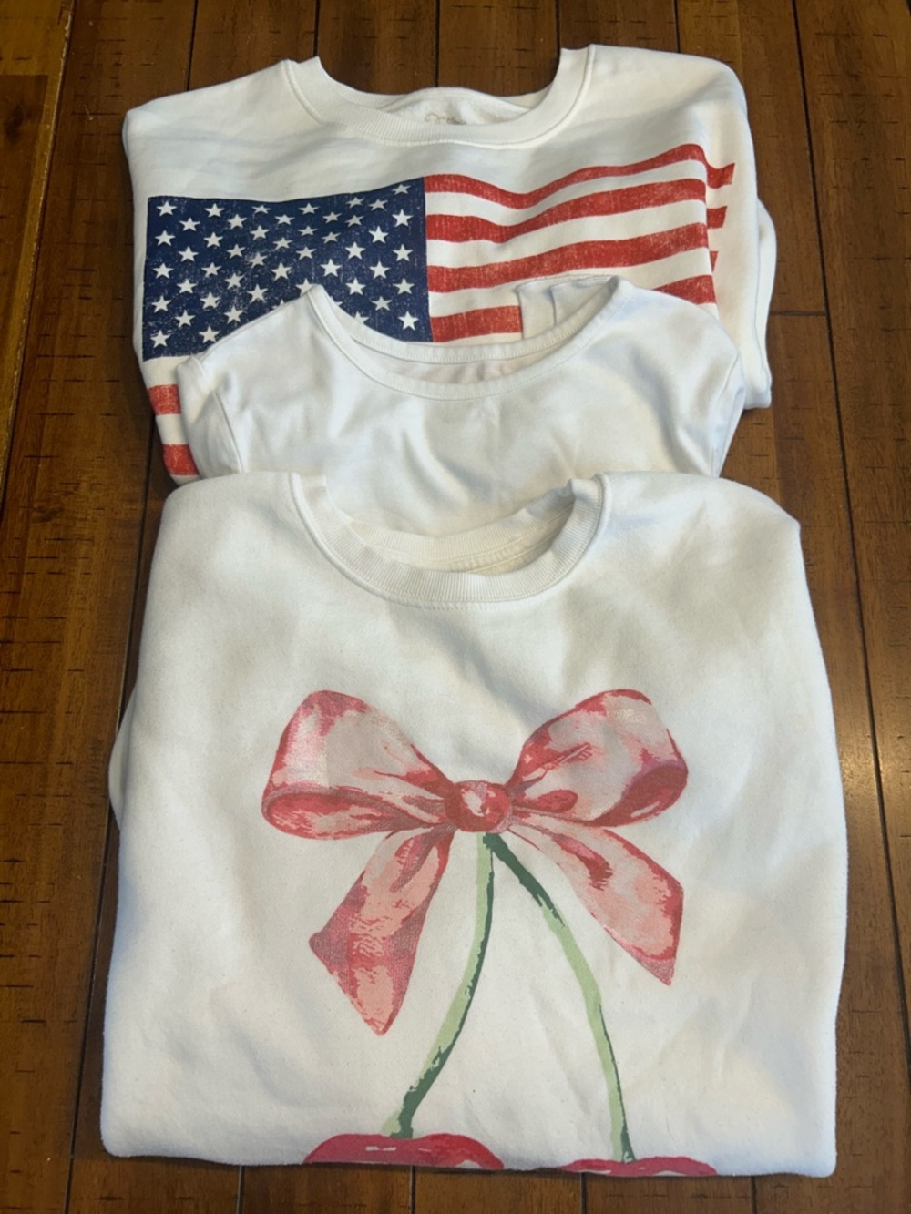 Bundle of Art Class Girl’s Tops, XL (14), Cherry Bow & American Flag Sweatshirt